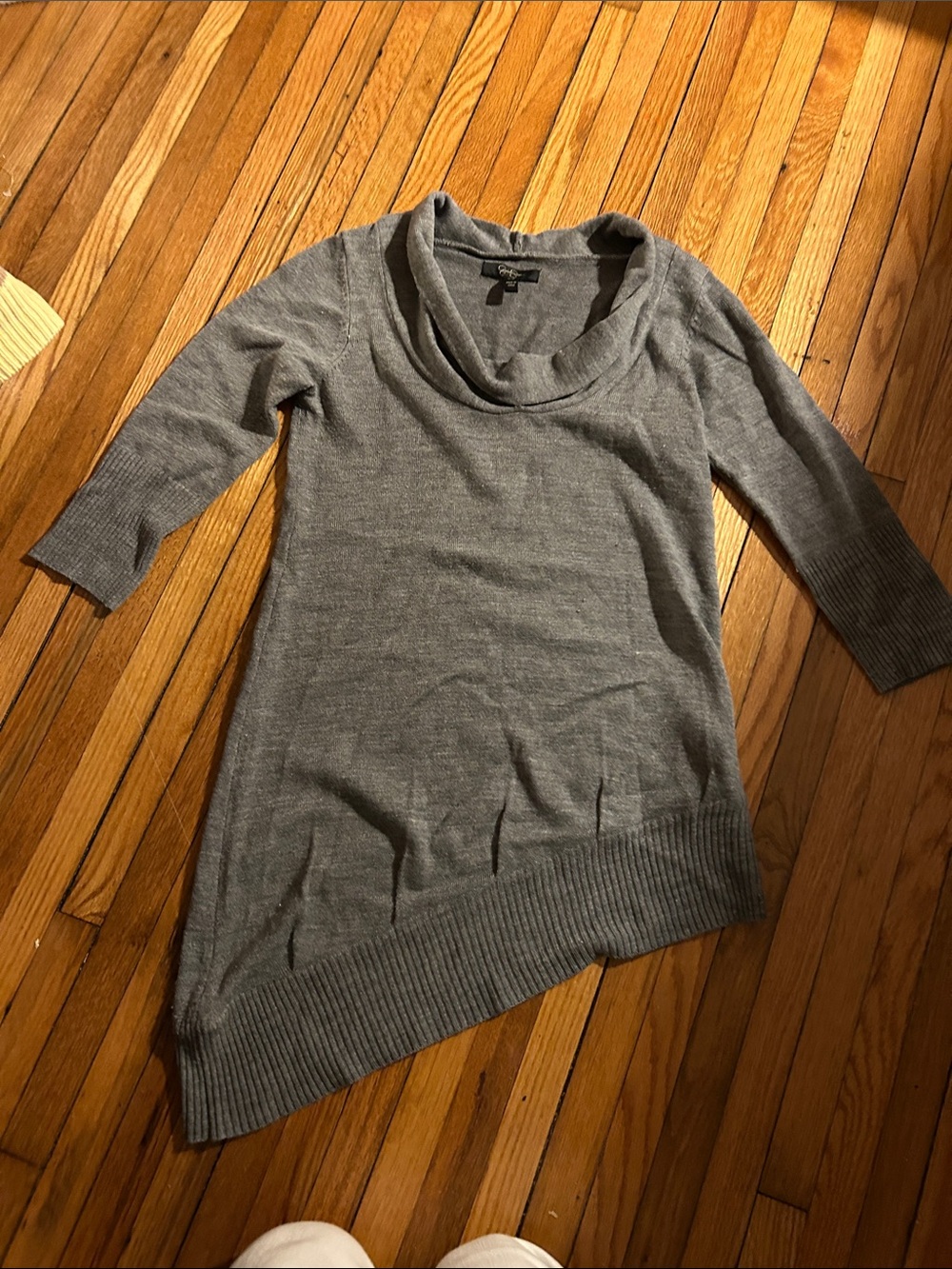 Jessica Simpson Heather Gray Asymmetrical Cowl Neck Sweater